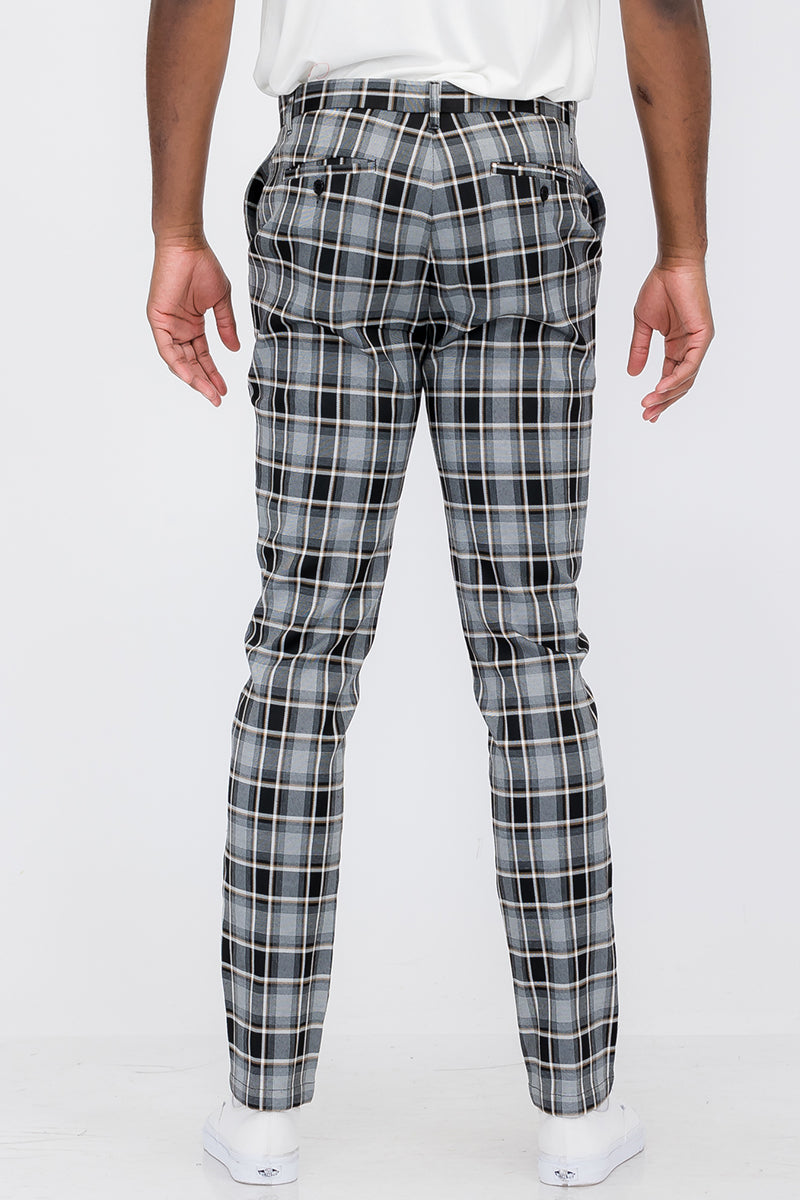 Pantaloni slim fit a quadri SR012