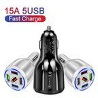 Caricabatterie da auto QC3.0 a ricarica rapida da 15 W con 5 USB