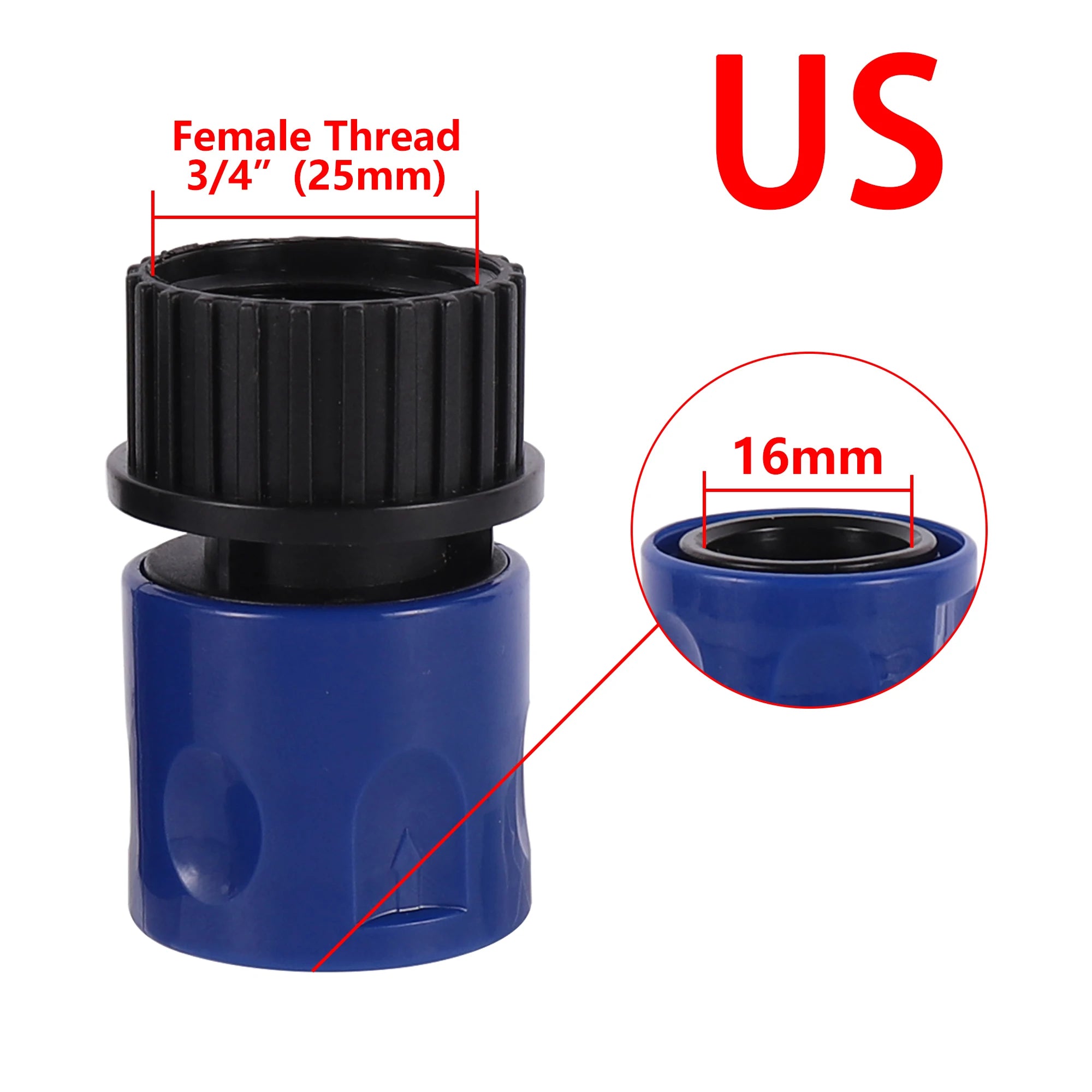 Raccordo filettato US/EU da 3/4 di pollice, connettore rapido per tubo da giardino da 16 mm, connettore rapido per irrigazione 