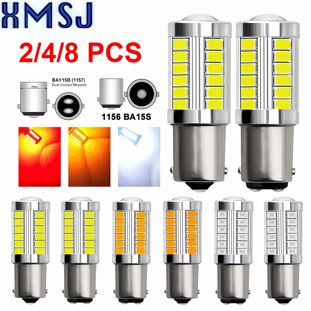 XMJS 2 pezzi Lampadina LED per auto P21W 1156 BA15S P21/5W BAY15D 1157 12V 7000K Bianco Indicatore di direzione Freno Backup Retromarcia Luci di parcheggio Lampade 