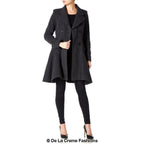 Cappotto skater doppiopetto in misto lana aderente e svasato (1102)