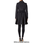 Cappotto skater doppiopetto in misto lana aderente e svasato (1102)
