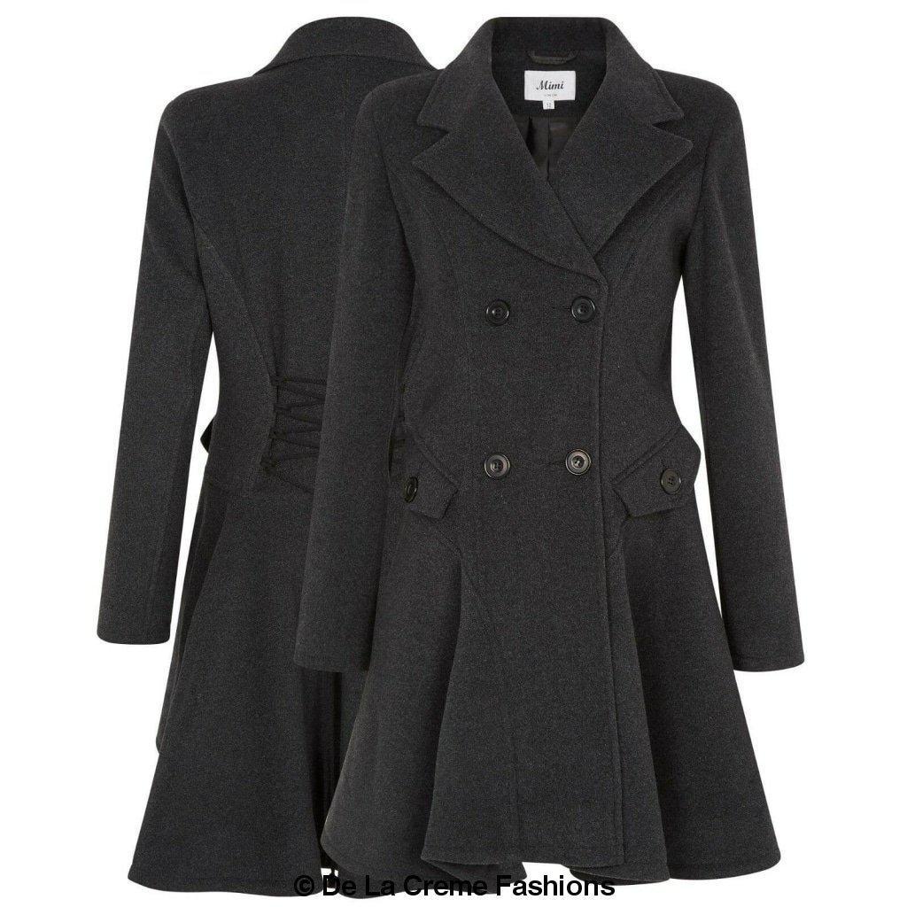 Cappotto skater doppiopetto in misto lana aderente e svasato (1102)