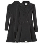 Cappotto skater doppiopetto in misto lana aderente e svasato (1102)