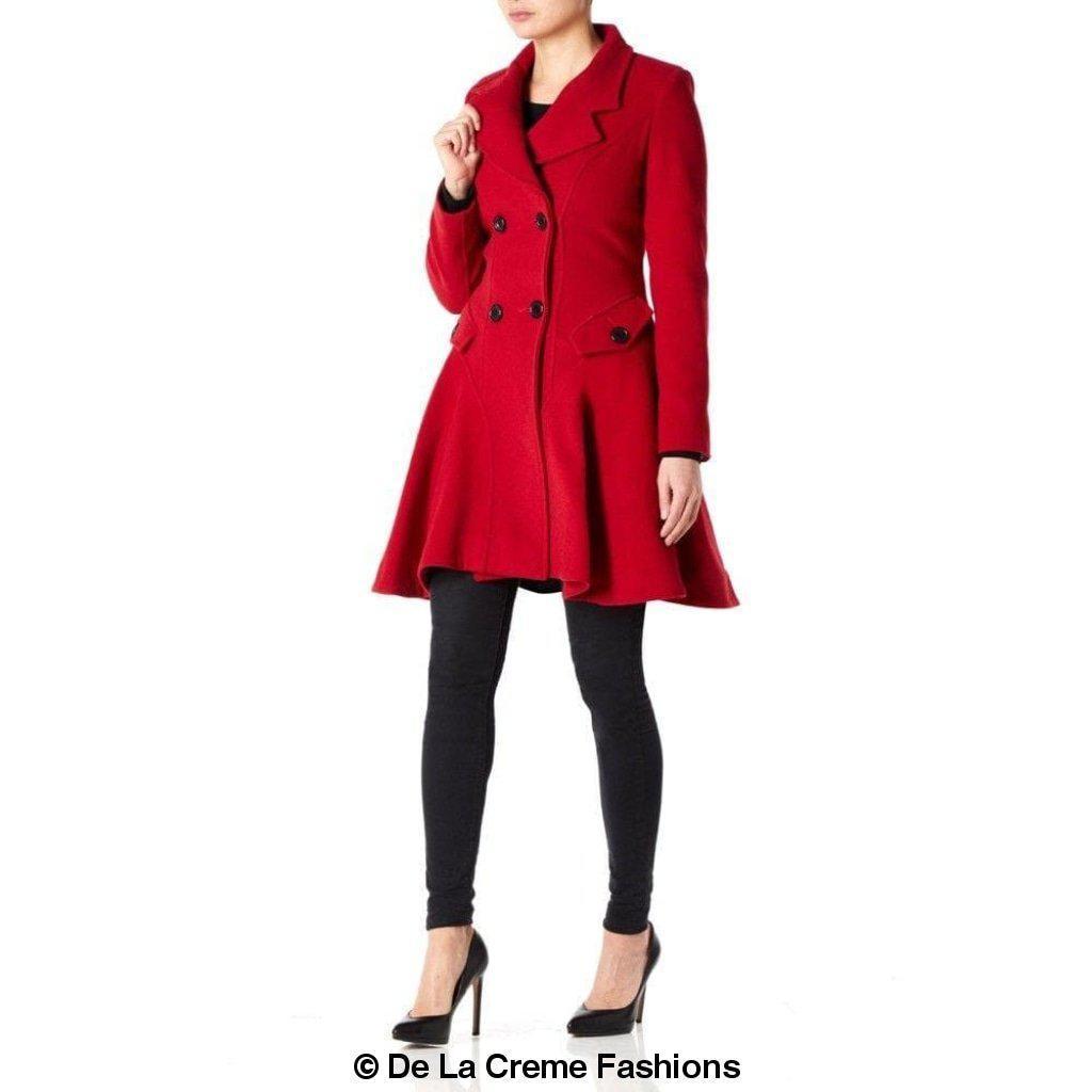 Cappotto skater doppiopetto in misto lana aderente e svasato (1102)