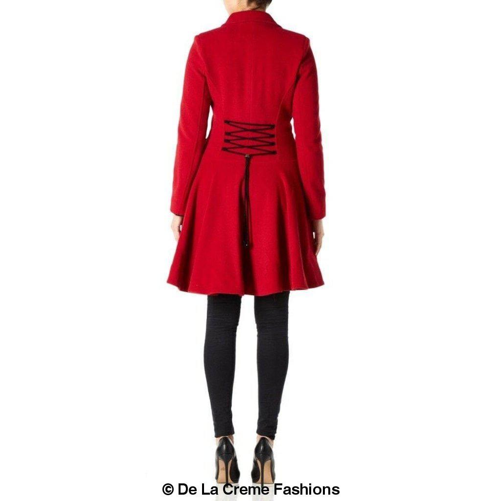 Cappotto skater doppiopetto in misto lana aderente e svasato (1102)