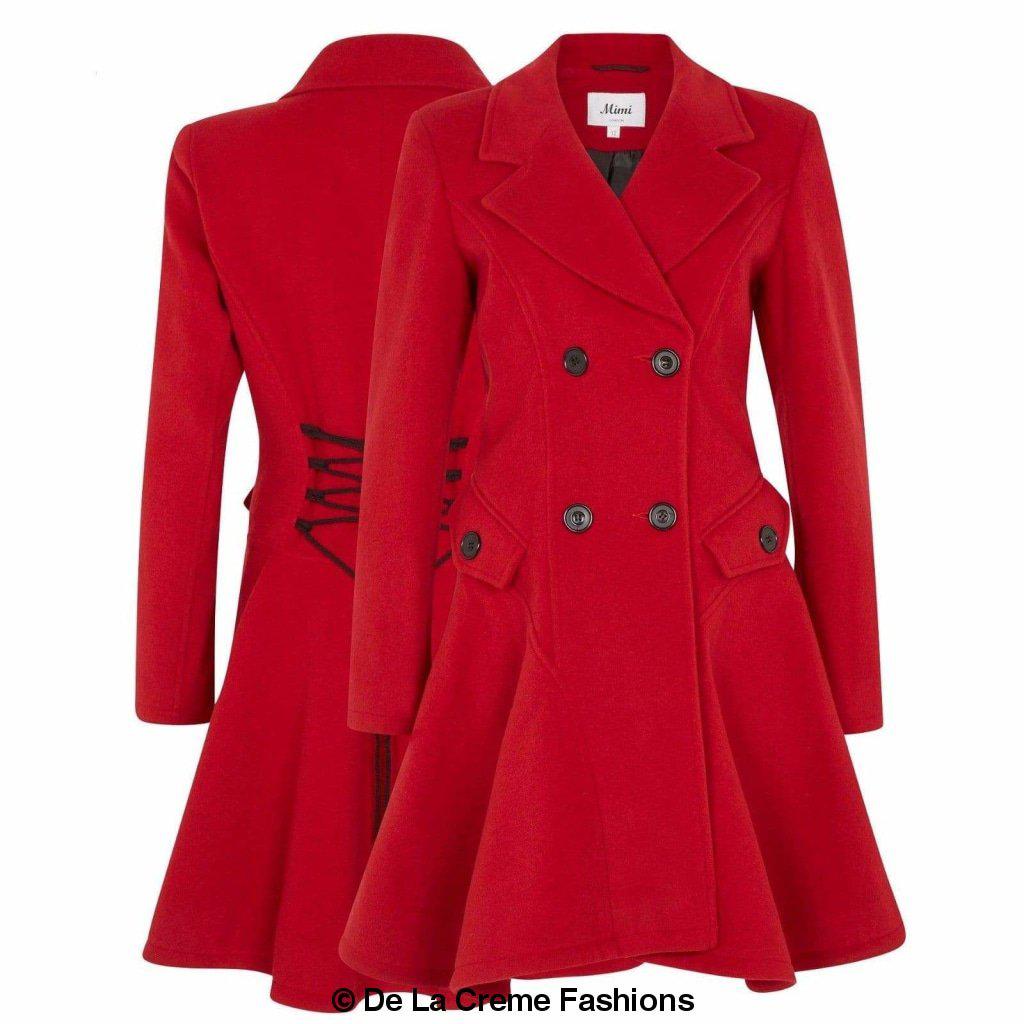 Cappotto skater doppiopetto in misto lana aderente e svasato (1102)