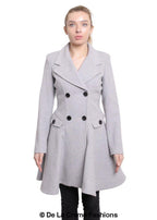 Cappotto skater doppiopetto in misto lana aderente e svasato (1102)