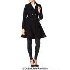 Cappotto skater doppiopetto in misto lana aderente e svasato (1102)
