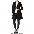 Cappotto skater doppiopetto in misto lana aderente e svasato (1102)