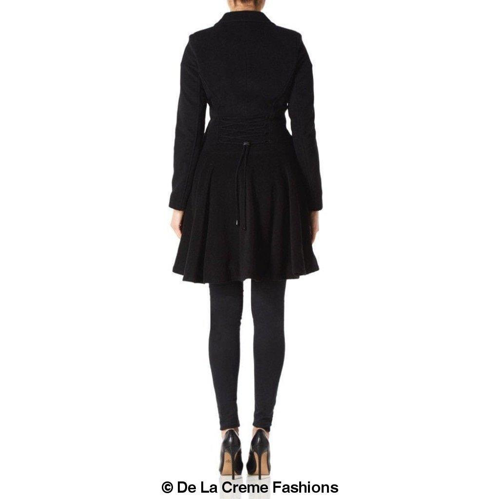 Cappotto skater doppiopetto in misto lana aderente e svasato (1102)