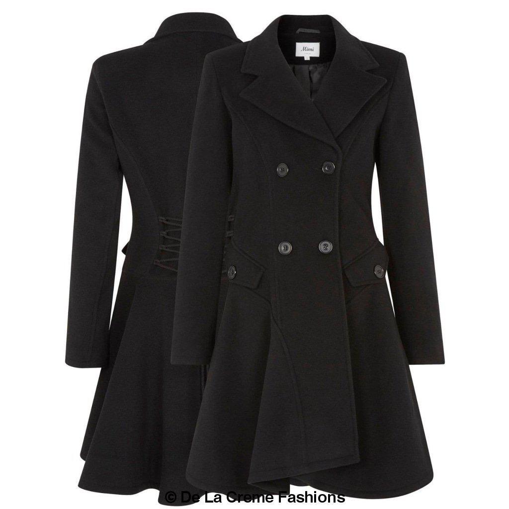 Cappotto skater doppiopetto in misto lana aderente e svasato (1102)