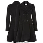 Cappotto skater doppiopetto in misto lana aderente e svasato (1102)
