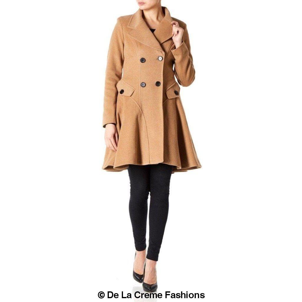 Cappotto skater doppiopetto in misto lana aderente e svasato (1102)