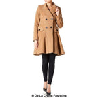 Cappotto skater doppiopetto in misto lana aderente e svasato (1102)