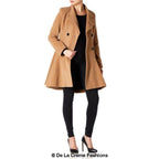 Cappotto skater doppiopetto in misto lana aderente e svasato (1102)