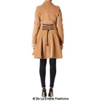 Cappotto skater doppiopetto in misto lana aderente e svasato (1102)