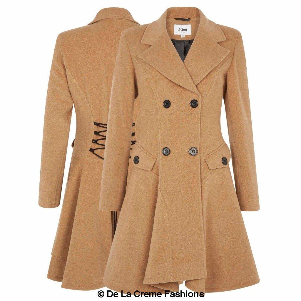 Cappotto skater doppiopetto in misto lana aderente e svasato (1102)
