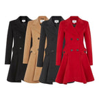 Cappotto skater doppiopetto in misto lana aderente e svasato (1102)