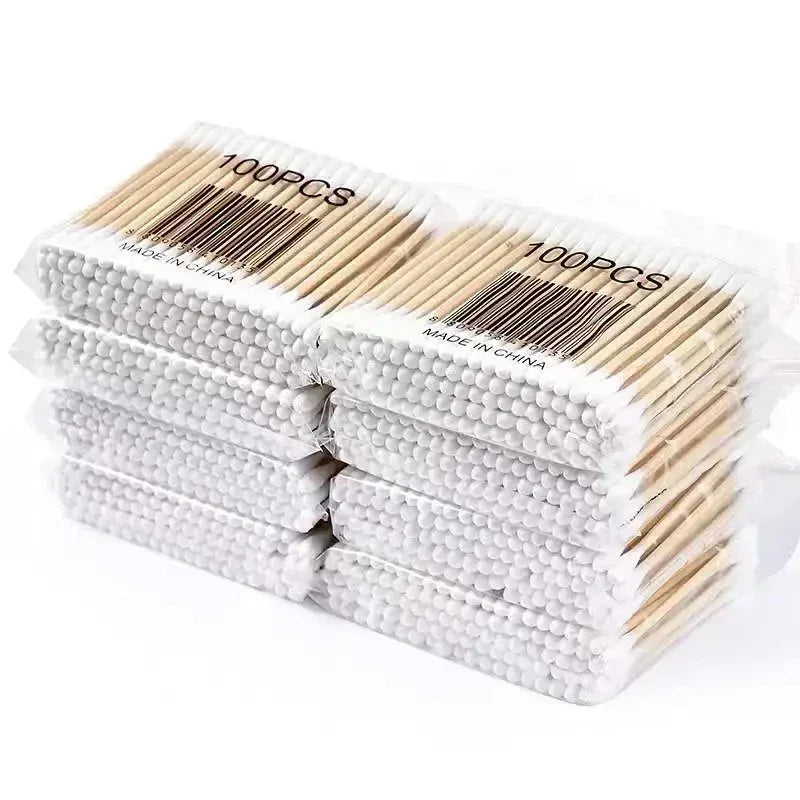 1-20Packs 100Pcs/Pack Wooden Sticks Baby Cotton Swabs Cleaning of Ears Tampons Health Beauty Cotton Swab Cleaning Cotton Buds