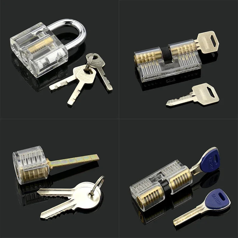 multi-pal Serrature trasparenti Strumenti di formazione per fabbro Set di grimaldelli visibili 