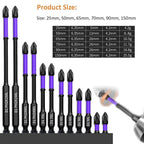 6/12 pezzi Punte per cacciavite magnetiche Punte a impatto Phillips antiurto antiscivolo Punte in lega di acciaio con gambo esagonale adatte per utensili elettrici