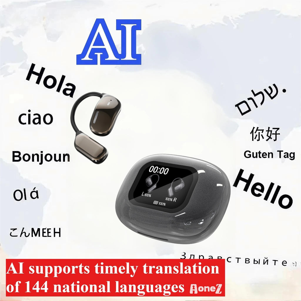Auricolari con traduttore AI 2026, traduzione in tempo reale in 144 lingue, auricolari Bluetooth wireless per viaggi, riunioni di lavoro, apprendimento 