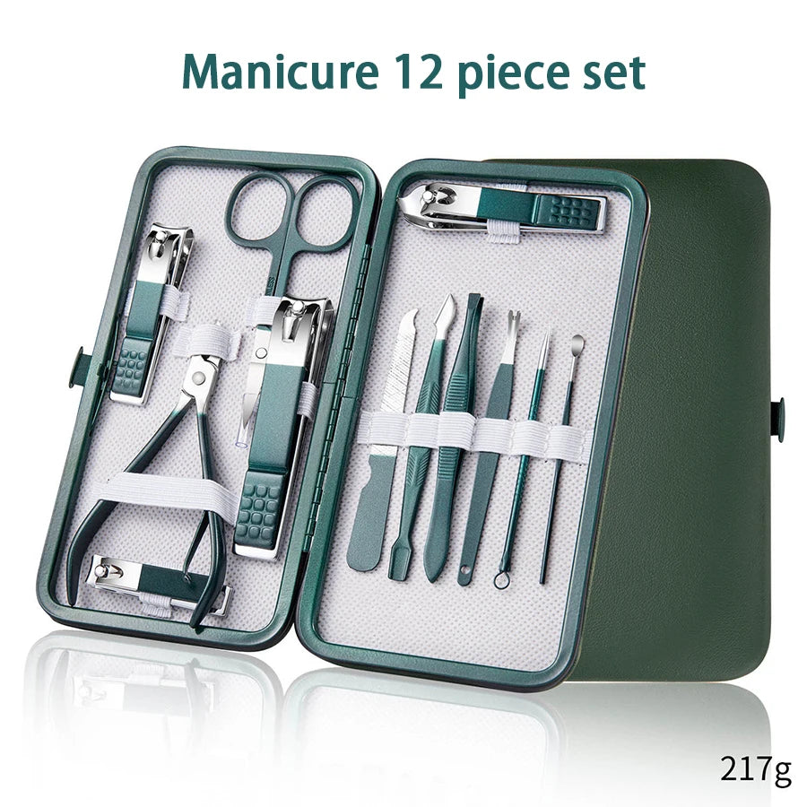 Set manicure da 6-9 pezzi con custodia in pelle, kit di strumenti professionali per la cura dei piedi e del viso, set di tagliaunghie in acciaio inossidabile, regalo 