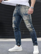 Jeans elasticizzati strappati da uomo – Blu navy High Street | Urban Cool 25 Edition