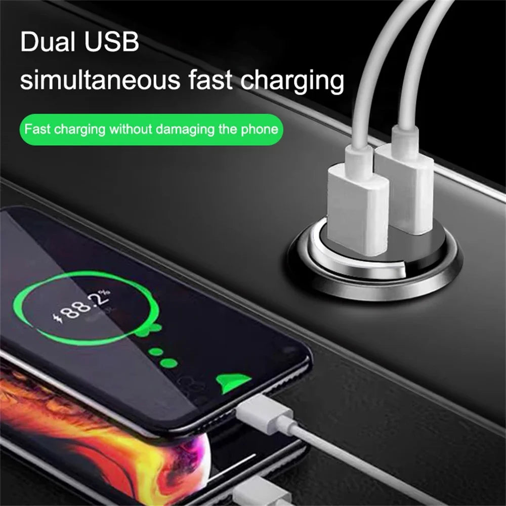 Caricabatterie da auto USB mini da 200 W con doppia porta, adattatore per caricabatterie da auto a ricarica rapida per iPhone 13 12 Xiaomi Huawei Samsung 