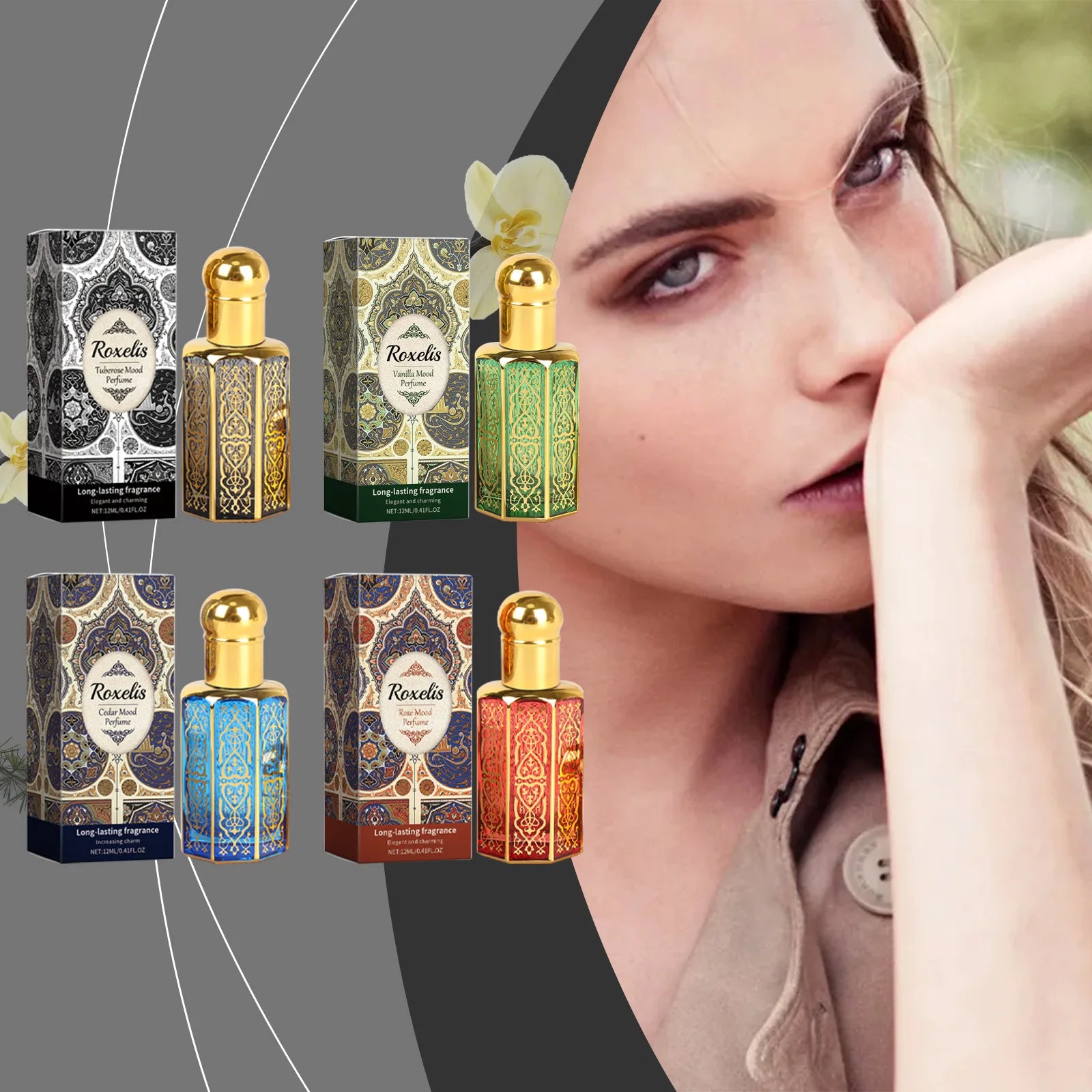 Profumo floreale da 12 ml, vaniglia, cedro, rosa, profumo a lunga durata, spray di profumo di lusso, profumo arabo, profumo per donna. 