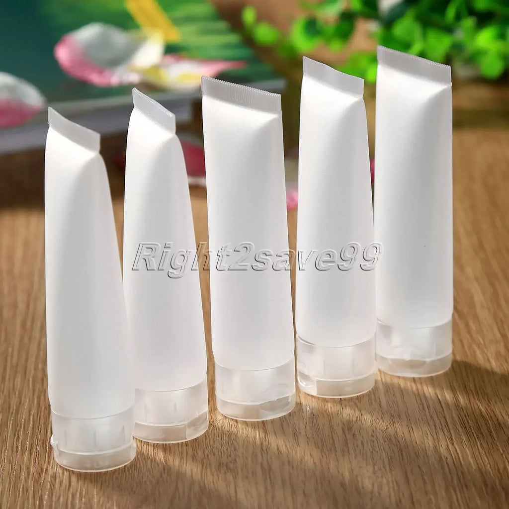 5 pezzi da 30 ml di profumo da donna, tubo morbido trasparente, contenitori vuoti per cosmetici, crema, lozione, shampoo, detergente per il viso 