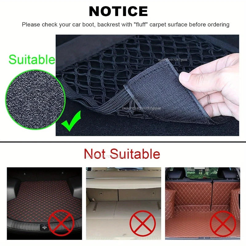 Rete portaoggetti per auto, rete elastica, tascabile, adesivo magico elastico, universale, rete posteriore per bagagliaio, tasca per sedile, organizer per auto 
