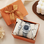 Nessuna confezione regalo, orologi in piccoli lotti, versione coreana degli orologi al quarzo versatili quadrati con bracciale di diamanti a forma di cuore, 3 set 
