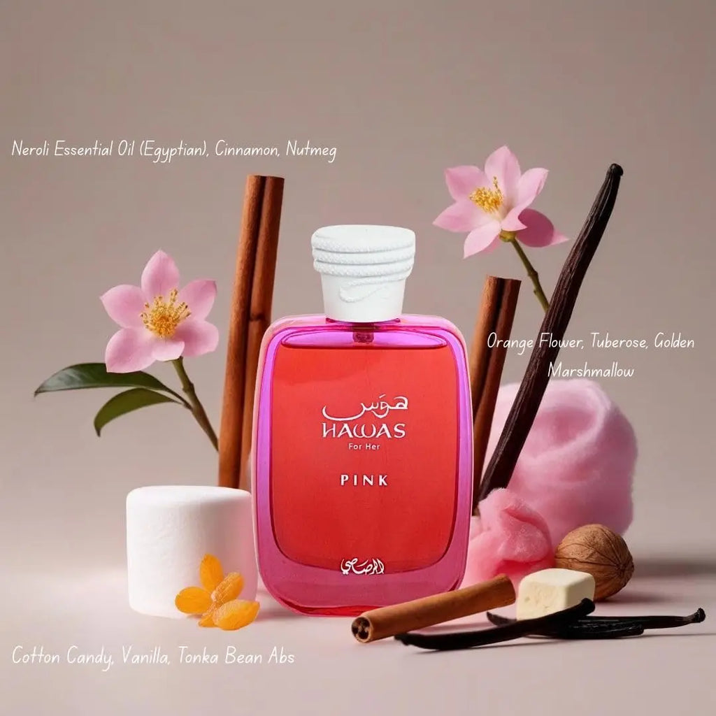 Rasasi Hawas Pink Eau De Parfum 100ml Dolce Floreale Fruttato Profumo Unisex di Lunga Durata Regalo di Lusso per Natale e Ringraziamento 