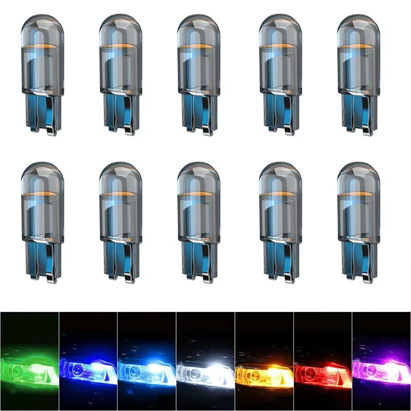 10 pezzi W5W LED T10 luce auto COB vetro 6000K bianco auto automobili luce targa cupola lettura DRL lampadina stile 12V 