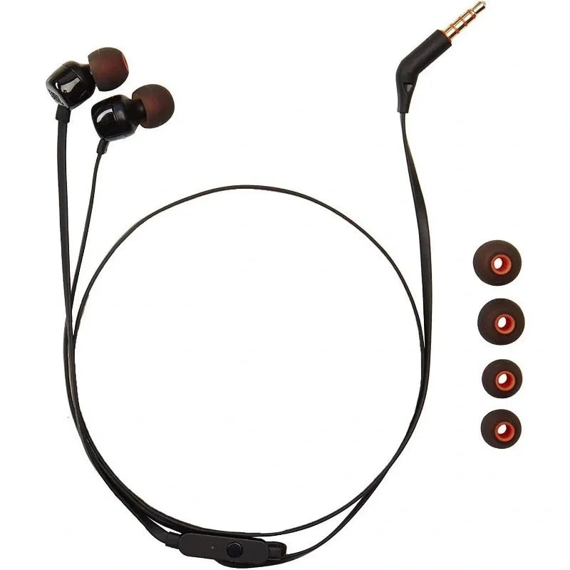 JBL TUNE 110 Cuffie auricolari cablate ufficialmente autorizzate Microfono integrato Interfaccia da 3,5 mm Cuffia auricolare in silicone per chiamate sportive
