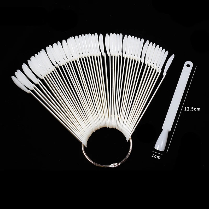 50 pezzi di punte finte per nail art, espositore trasparente, in acrilico nero naturale, campione di smalto in gel, strumento per manicure da esposizione 
