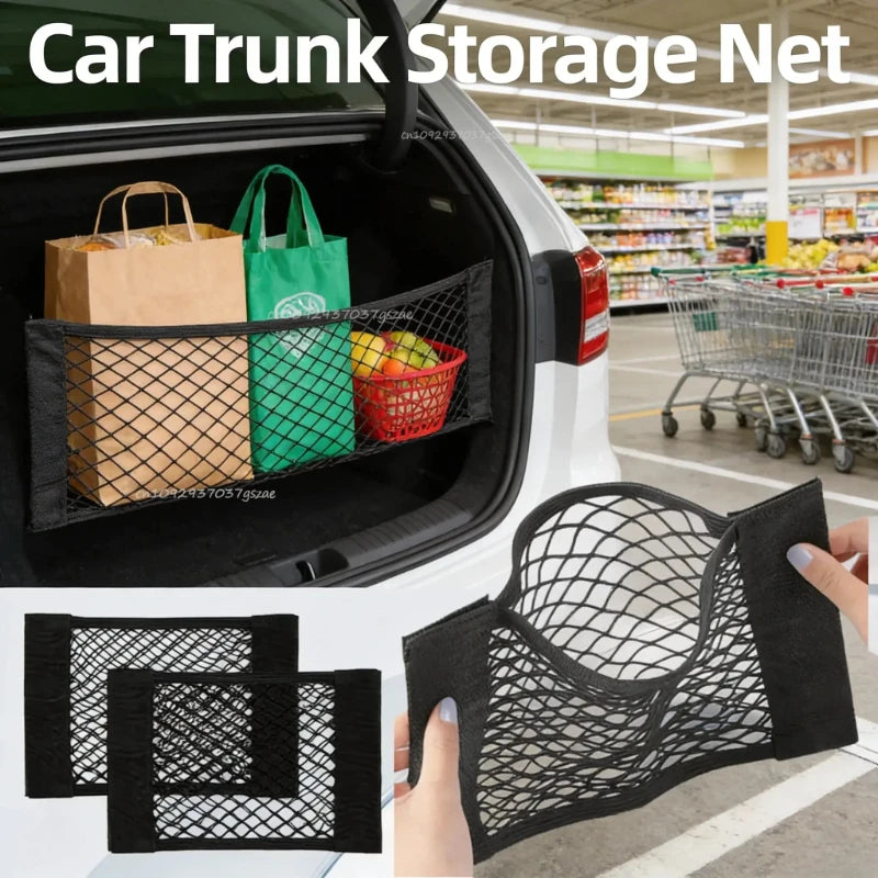 Rete portaoggetti per auto, rete elastica, tascabile, adesivo magico elastico, universale, rete posteriore per bagagliaio, tasca per sedile, organizer per auto 