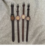 Orologio quadrato retrò marrone da donna, semplice, con temperamento coreano, leggero, di lusso, piccolo, di alto valore 