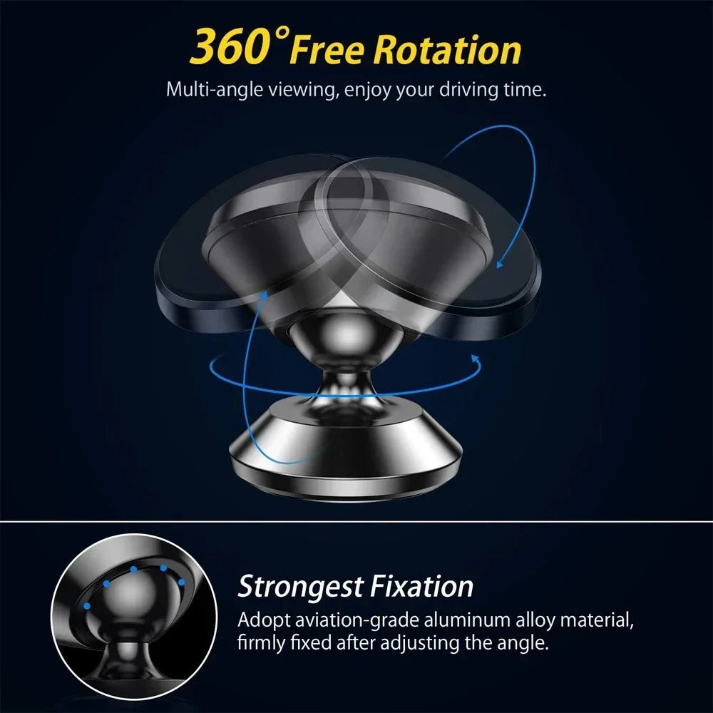 Magnetic Car Phone Holder With 360° Adjustable Rotation Stable Support Holder For iPhone 15 14 Samsung Xiaomi Dashboard Stand