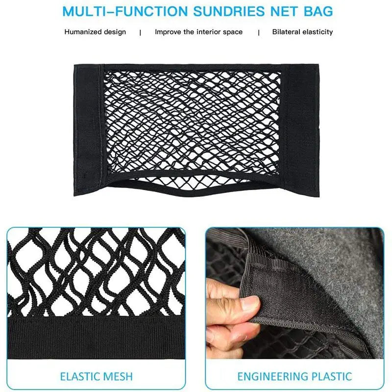 Organizer universale in rete per bagagliaio auto, tasca portaoggetti in velcro, borsa portaoggetti elastica per veicoli, accessori interni in rete per auto
