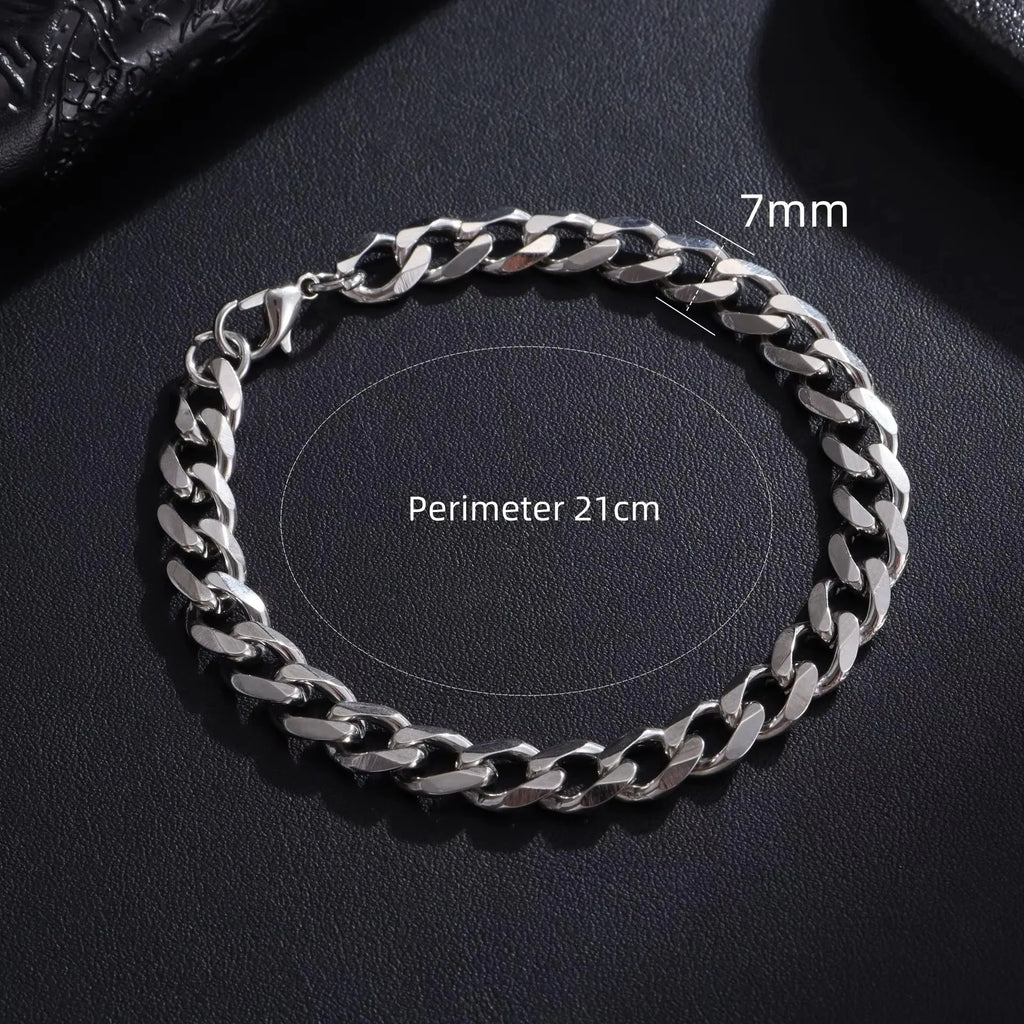 Nuovo braccialetto alla moda da uomo con catena classica in acciaio inossidabile da 3/5/7/9 mm di larghezza, braccialetto a catena per uomo e donna, regalo di gioielli 