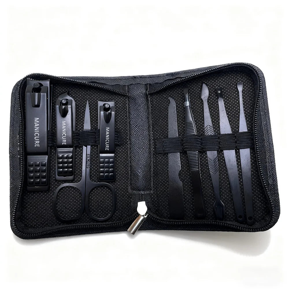 Set manicure da 6-9 pezzi con custodia in pelle, kit di strumenti professionali per la cura dei piedi e del viso, set di tagliaunghie in acciaio inossidabile, regalo 