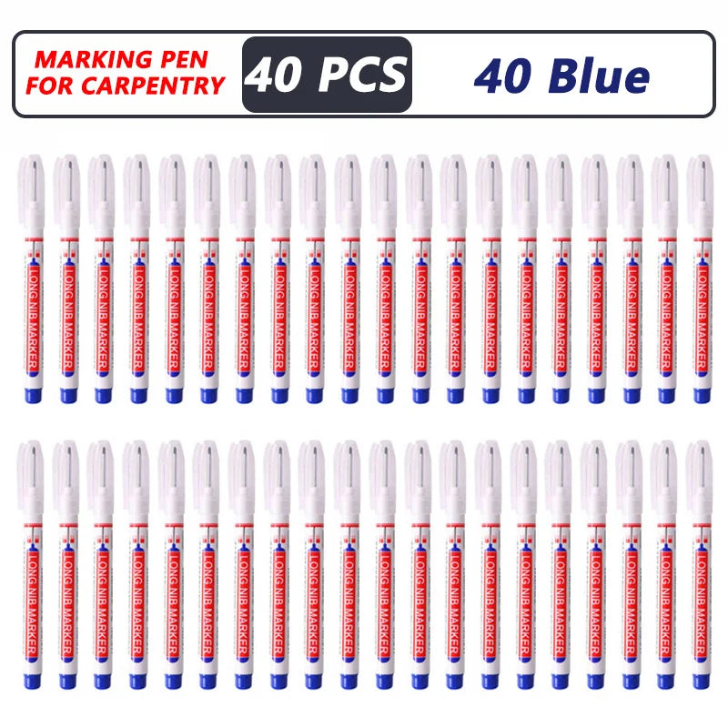1-40 pezzi 20 mm foro profondo pennarello a punta lunga per penna perforatrice per metallo impermeabile bagno lavorazione del legno decorazione multiuso 