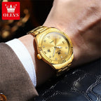OLEVS 3623 Orologio da uomo al quarzo di alta qualità, in acciaio inossidabile, impermeabile, luminoso, calendario originale, scala di diamanti, orologio alla moda per uomo 