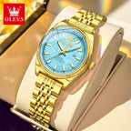 OLEVS Nuovo 3703 Orologi Donna Elegante Orologio al Quarzo Impermeabile Luminoso Acciaio Inossidabile Data Orologi Donna Braccialetto Confezione Regalo 
