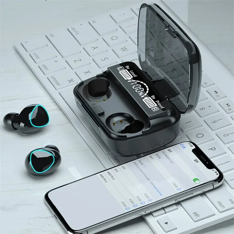 Cuffie wireless M10 TWS: connessione Bluetooth, scatola di ricarica, stereo 9D, auricolari sportivi impermeabili + microfono 