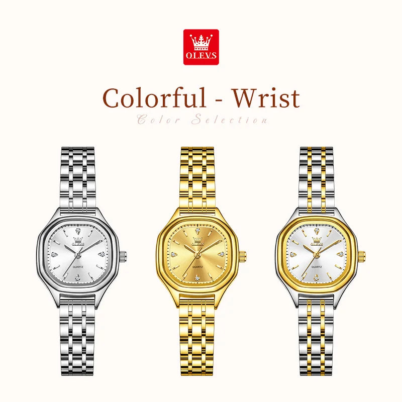 OLEVS Orologi da donna di lusso, impermeabili, semplici ed eleganti, al quarzo, orologio da polso originale con quadrante quadrato in acciaio inossidabile
