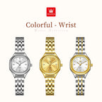 OLEVS Orologi da donna di lusso, impermeabili, semplici ed eleganti, al quarzo, orologio da polso originale con quadrante quadrato in acciaio inossidabile